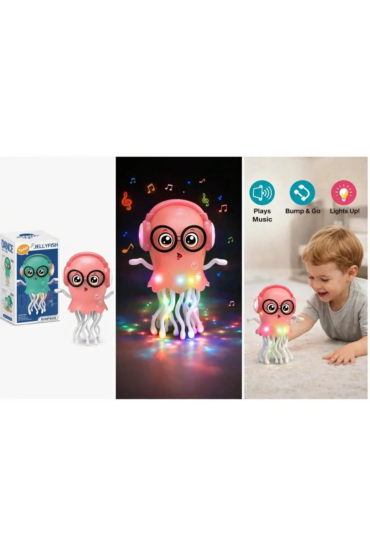 Dancing Jellyfish Toy, Light-up Musical Octopus with 360° Rotating || لعبة قنديل البحر الراقص، أخطبوط موسيقي مضيء يدور 360 درجة