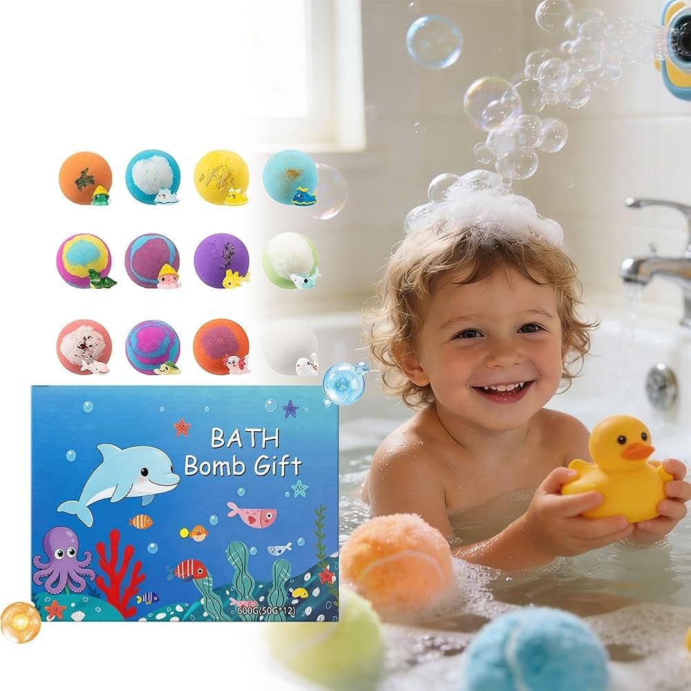 Gift Set Of 12 Bath Bombs For Kids