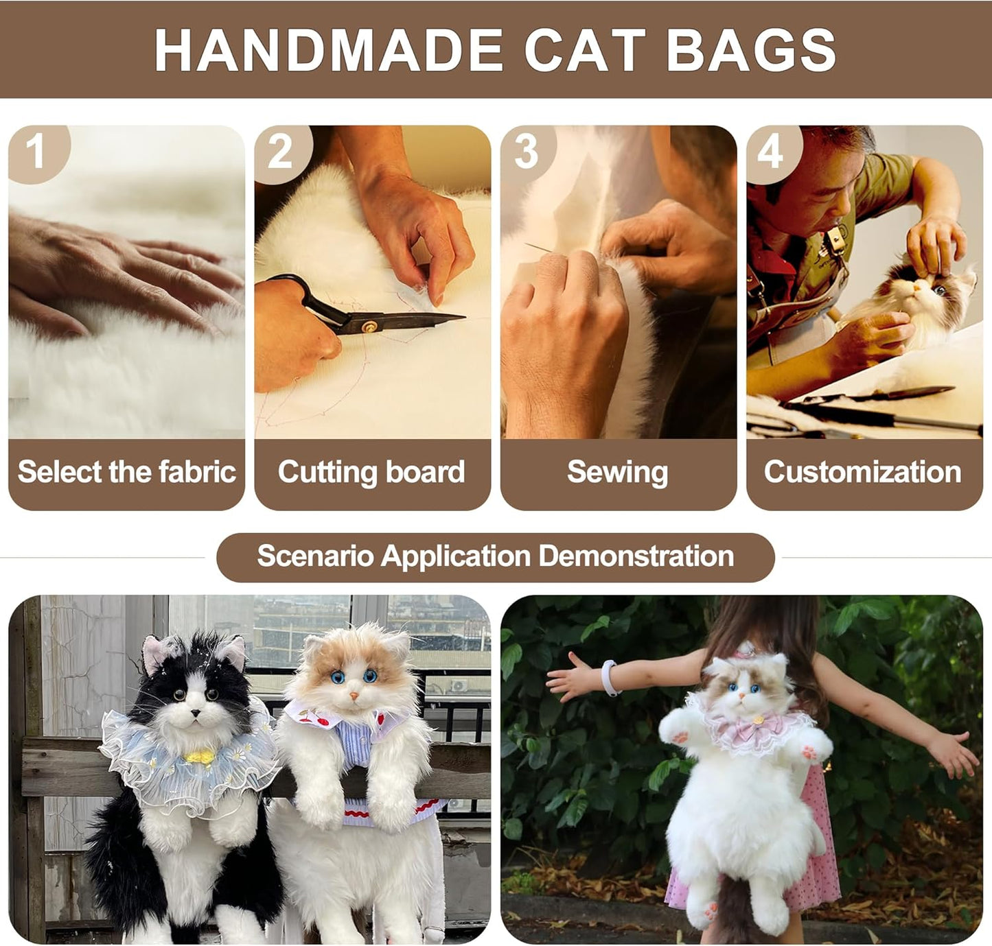 Realistic Plush Cat Backpack || حقيبة ظهر على شكل قطة واقعية من القطيفة